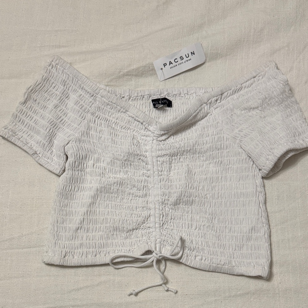 NWT PacSun White Smocked Off-Shoulder Top